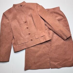 Vintage Roth Le Cover Petites Suede Skirt Suit Set Size 8 Dusty Rose 90s